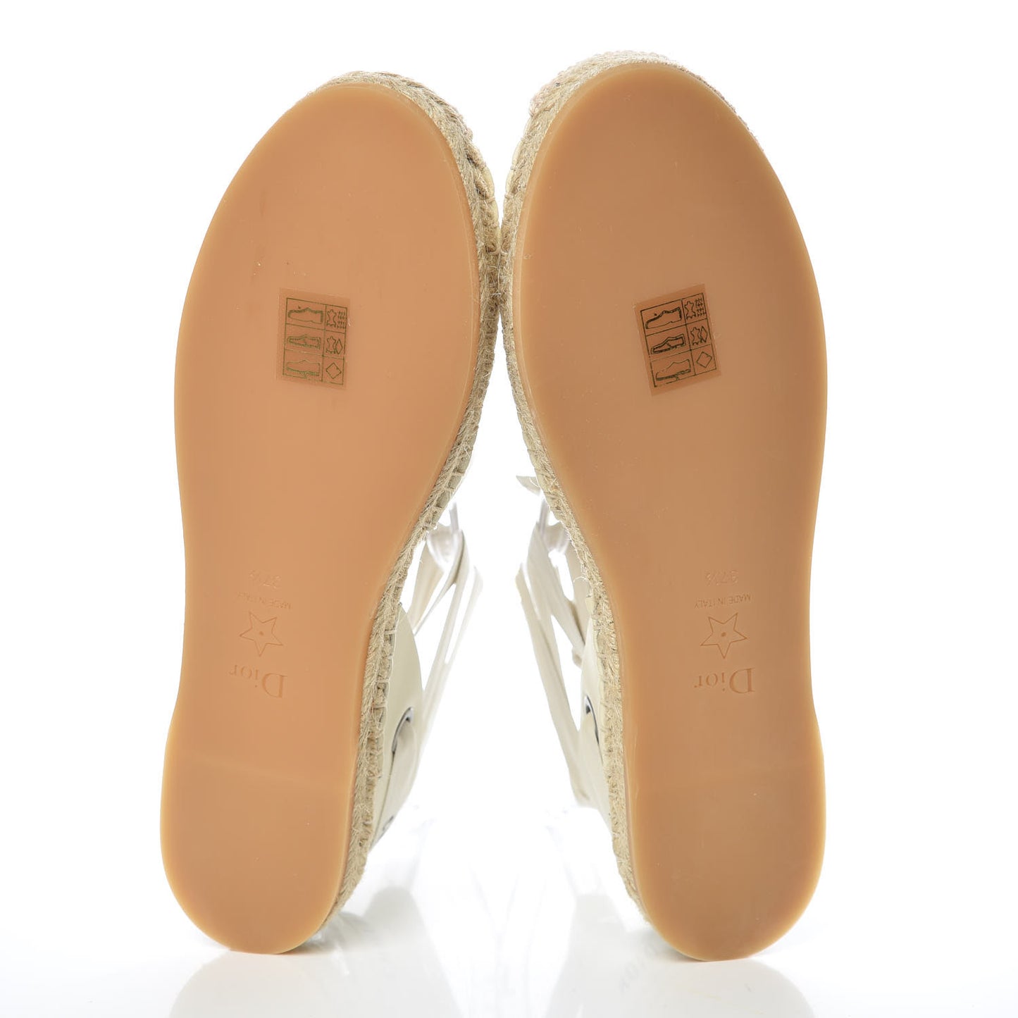 Calfskin Nicely-D Ankle Tie Espadrilles Flats 37.5 Off White