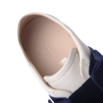 Gucci Calfskin Velvet Womens Bow Ace Sneakers 37.5 White 6 of 8