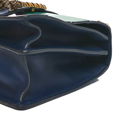 Gucci Moon Calfskin Bamboo Web Medium Dionysus Top Handle Bag Blue Emerald Hibiscus Red 10 of 10