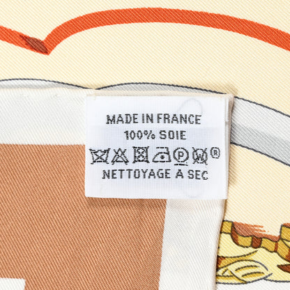 Hermes Silk Brides Et Destin Scarf 90 Orange Cuit Beige 4 of 4