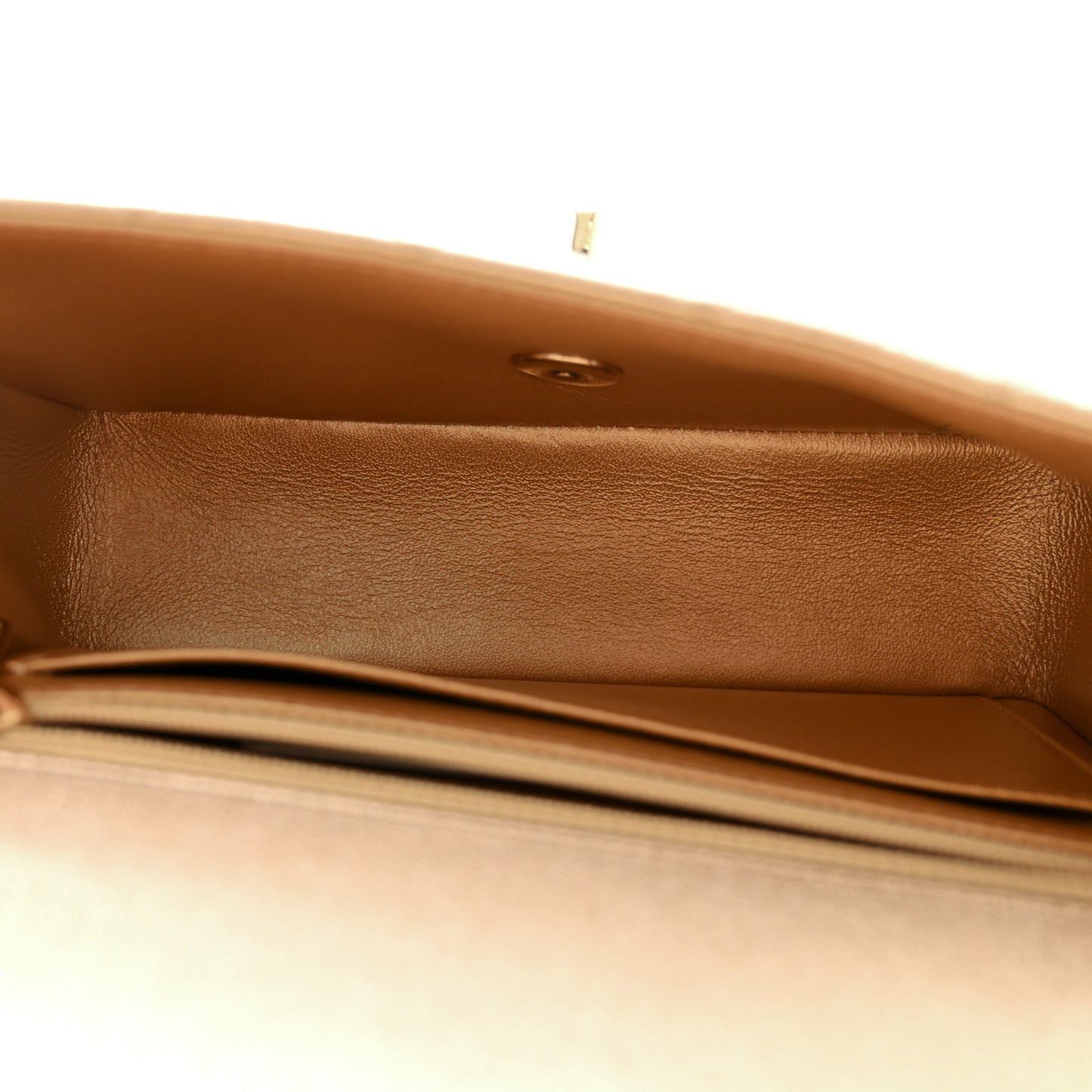 Metallic Lambskin Quilted Mini Rectangular Flap Gold