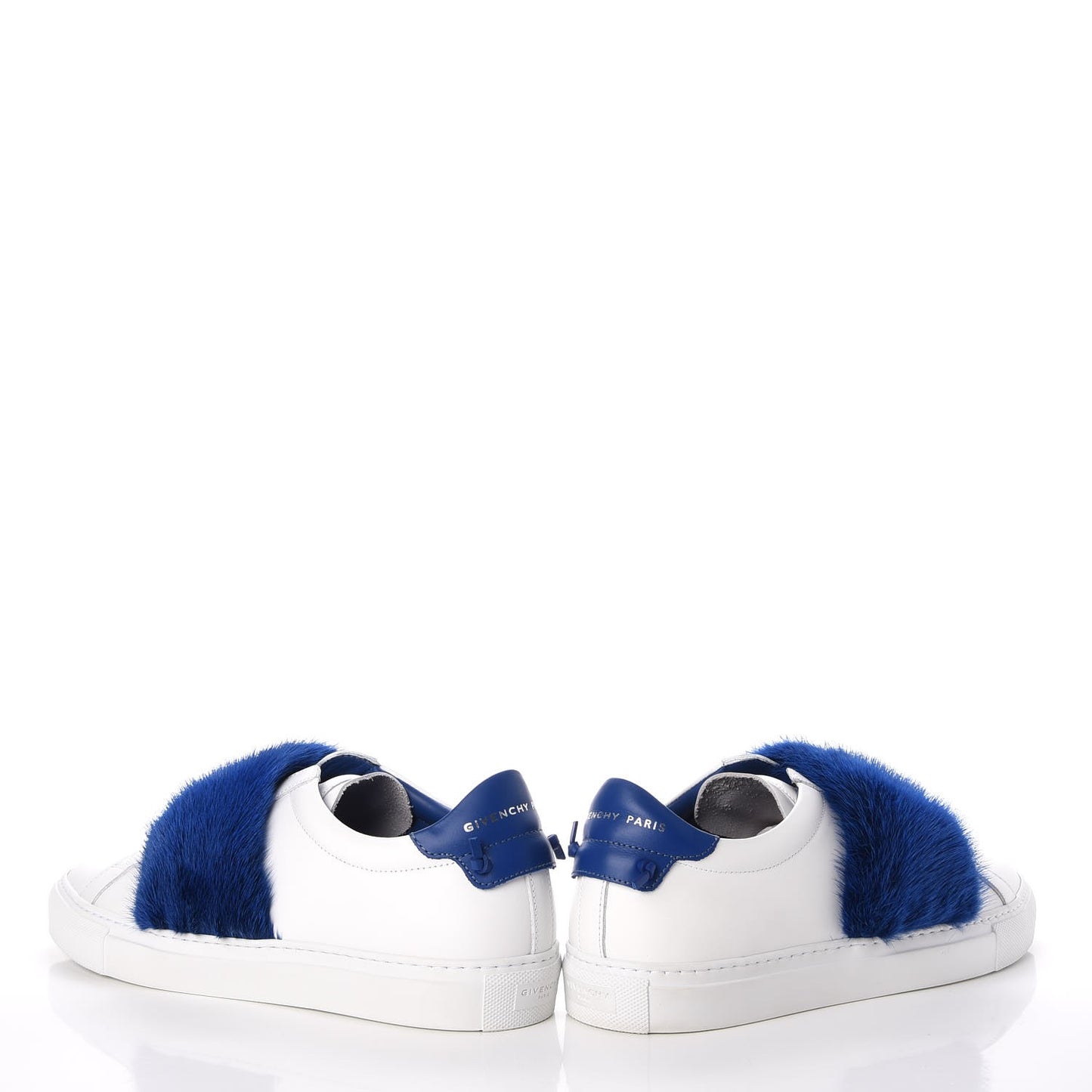 Calfskin Mink Fur Womens Urban Street Sneakers 41 White Electric Blue