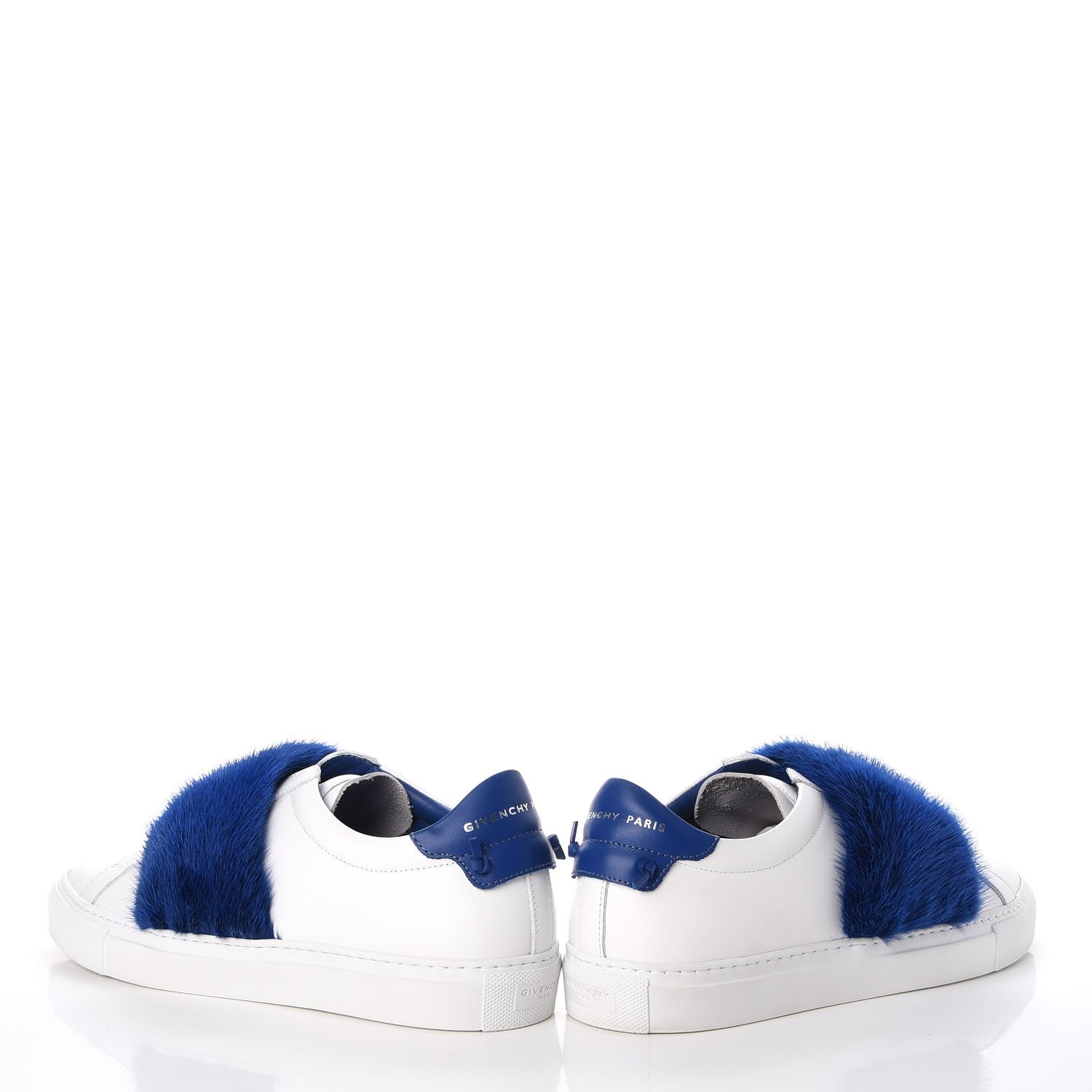 Givenchy Calfskin Mink Fur Womens Urban Street Sneakers 41 White Electric Blue 5 of 12