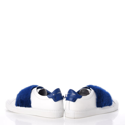Givenchy Calfskin Mink Fur Womens Urban Street Sneakers 41 White Electric Blue 5 of 12