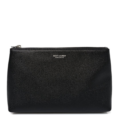 Saint Laurent Grain De Poudre Zippered Pouch Black 1 of 7