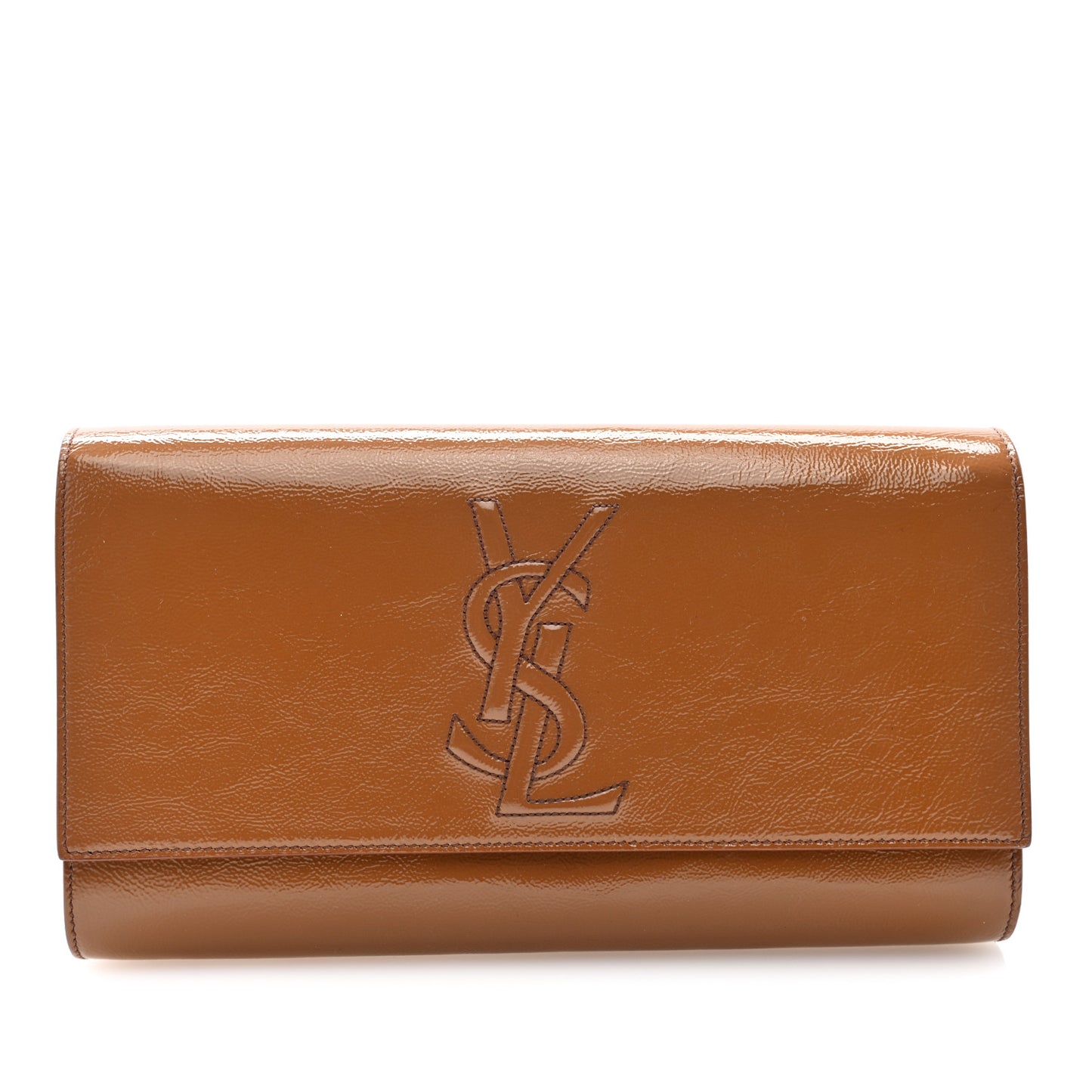 Textured Patent Calfskin Monogram Large Belle De Jour Clutch Beige