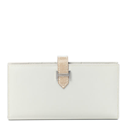Hermes Tadelakt Lizard Bearn Gusset Wallet Gris Perle Ficelle 1 of 7