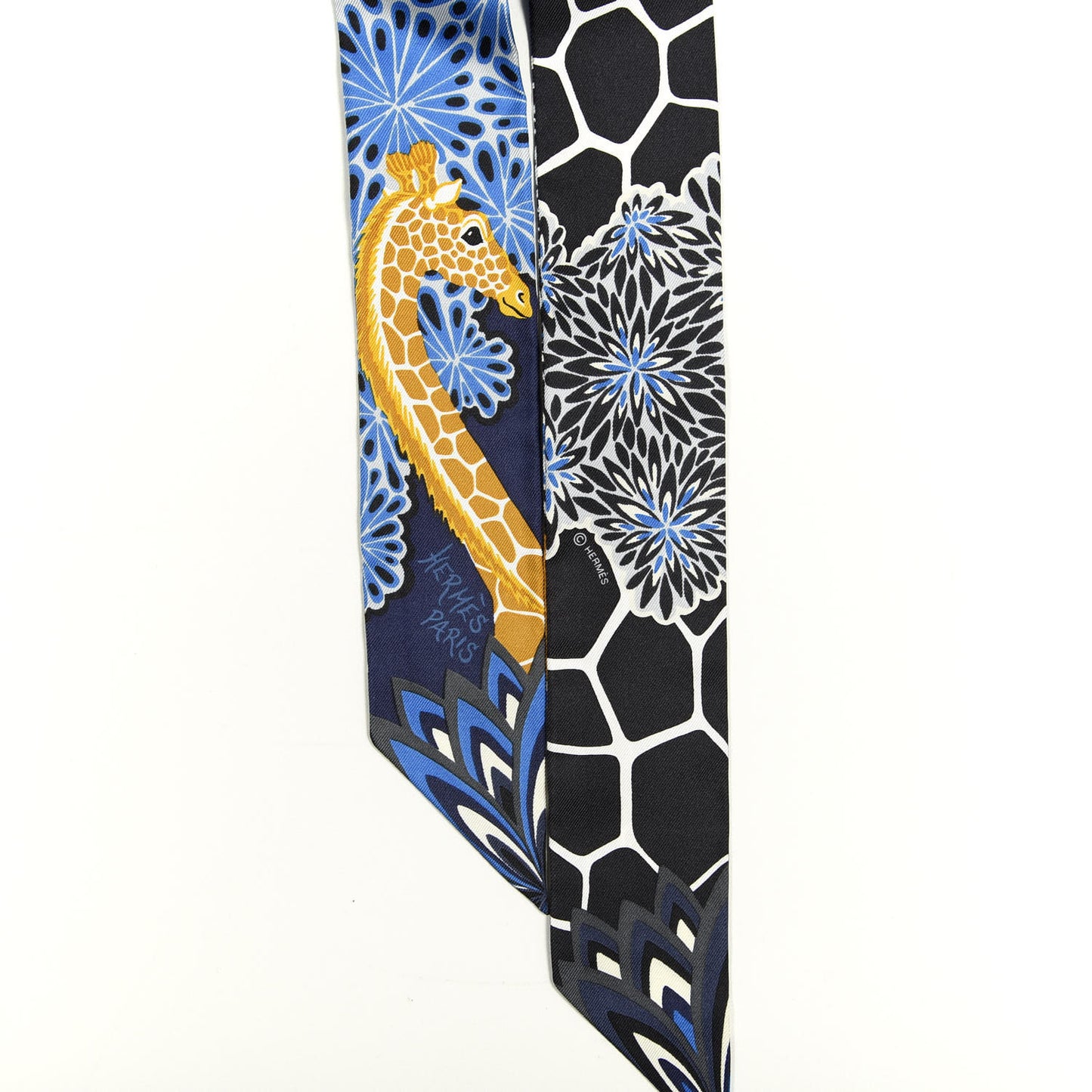 Silk The Three Graces Twilly Bleu Nuit Gold Black