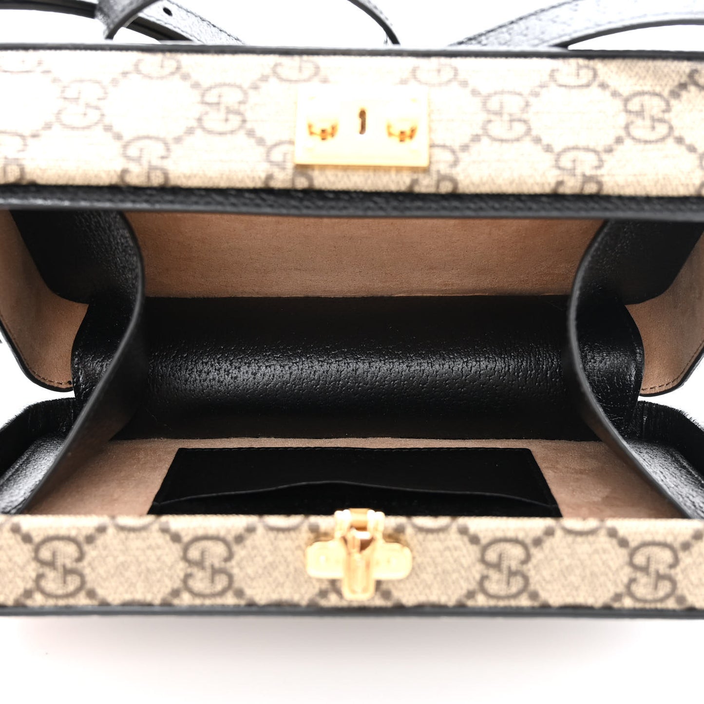 GG Supreme Monogram Textured Dollar Calfskin Mini New Basket Shoulder Bag Beige Ebony Black