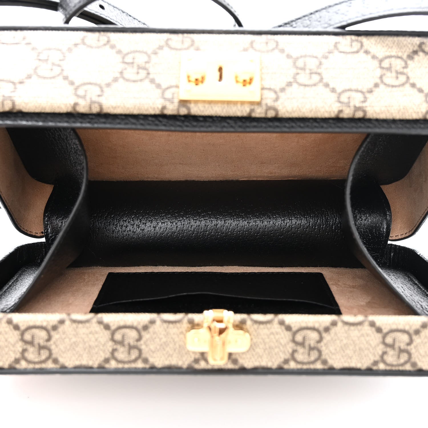 Gucci GG Supreme Monogram Textured Dollar Calfskin Mini New Basket Shoulder Bag Beige Ebony Black 5 of 11
