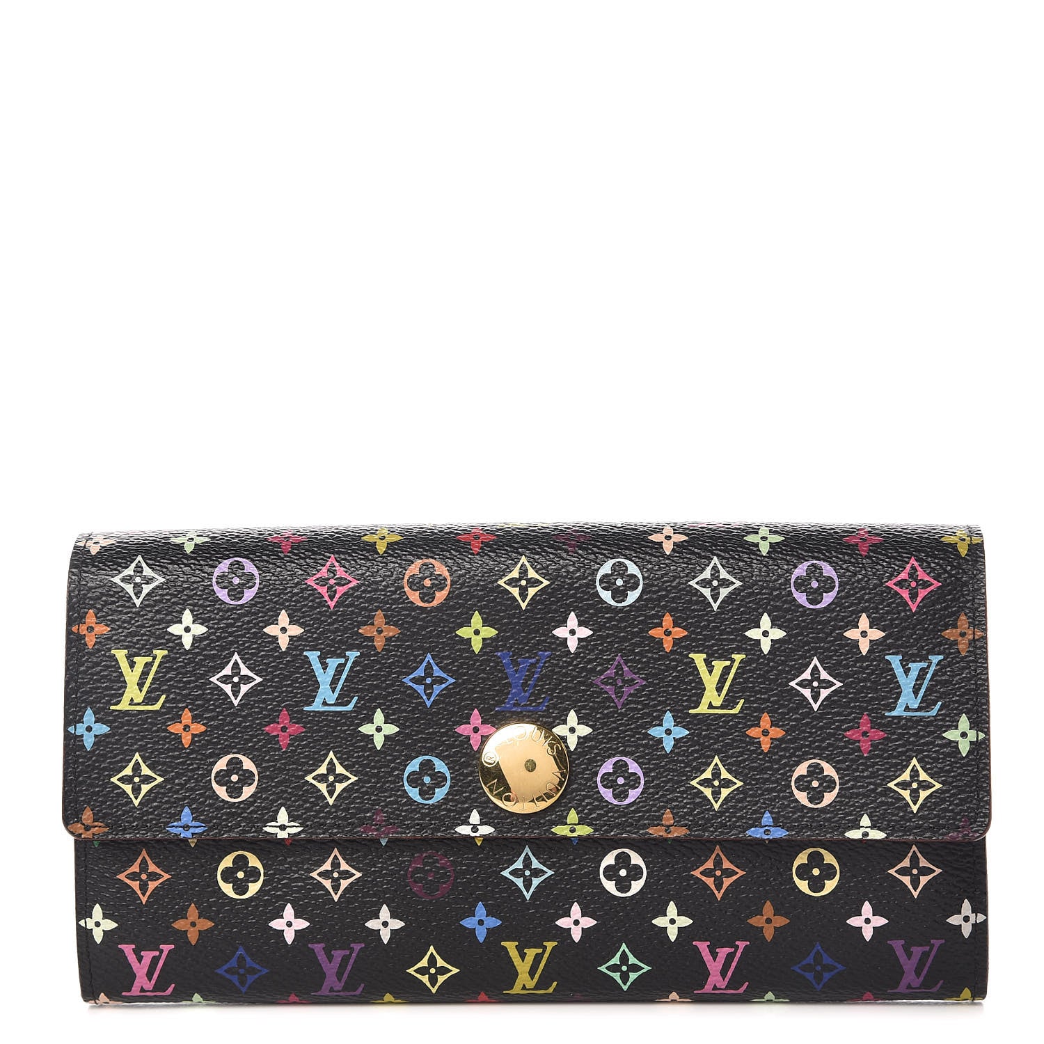 Louis Vuitton Monogram Multicolor Sarah Wallet Black Violet 1 of 6