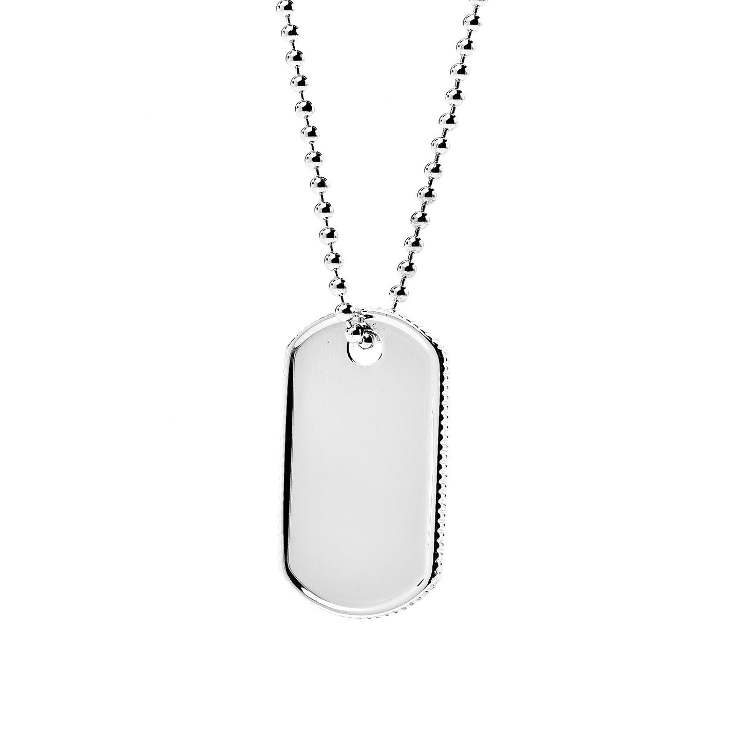 Sterling Silver Coin Edge Dog Tag Necklace