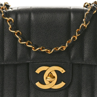 Chanel Caviar Vertical Quilted Jumbo Single Flap Black 7 of 9