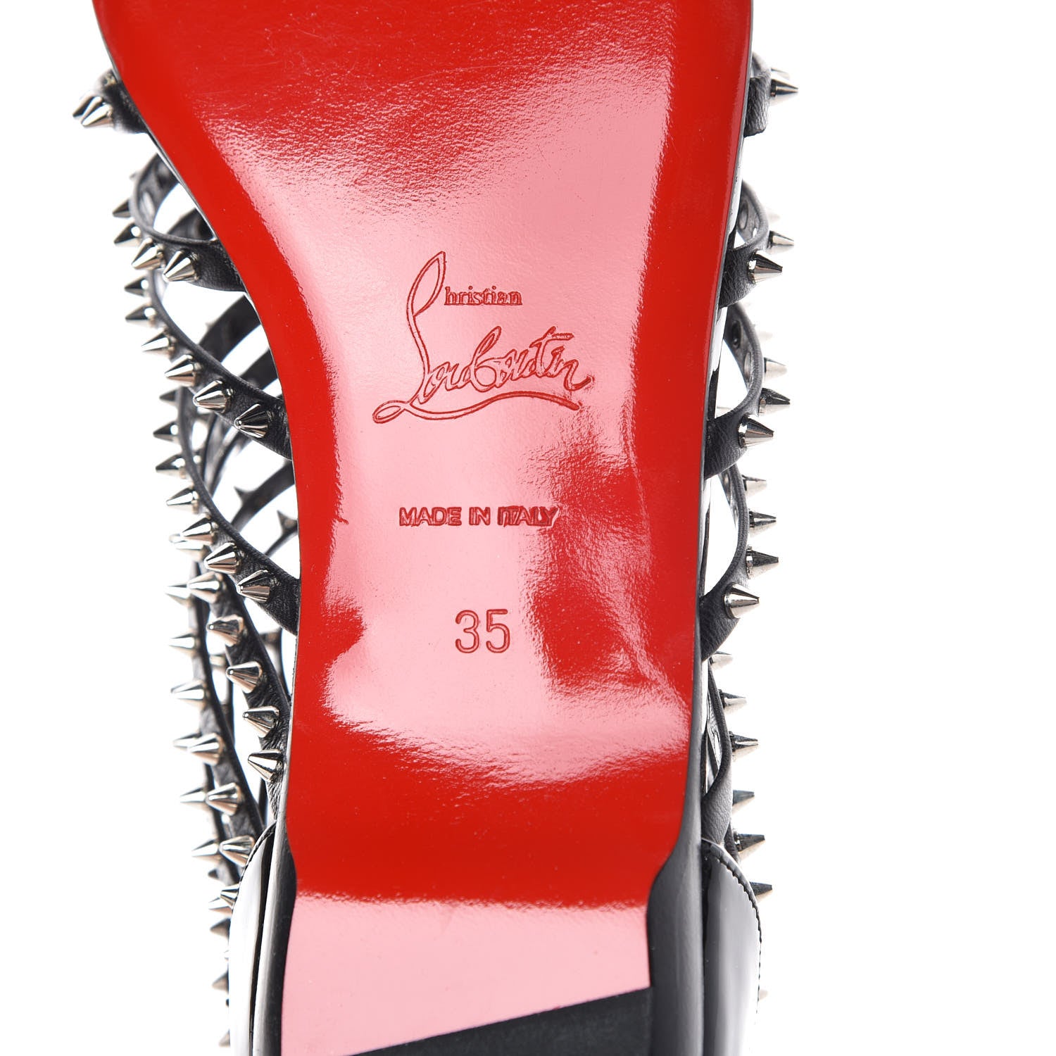 Christian Louboutin Patent Kid Millaclou Flat Cage Sandals 35 Black 5 of 9