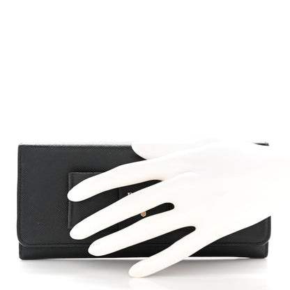Prada Saffiano Bow Continental Wallet Black 2 of 11