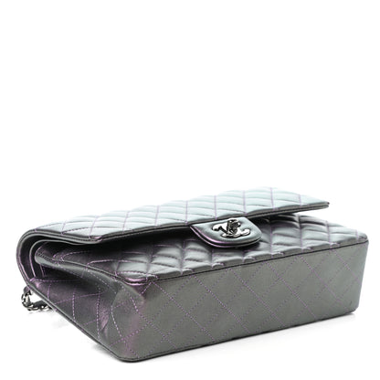 Chanel Iridescent Lambskin Quilted Medium Double Flap Dark Purple 4 of 10
