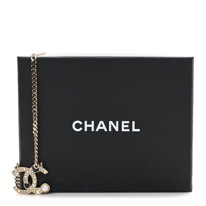 Chanel Crystal Pearl Resin CC Chain Necklace Gold Pearly White Black 5 of 5