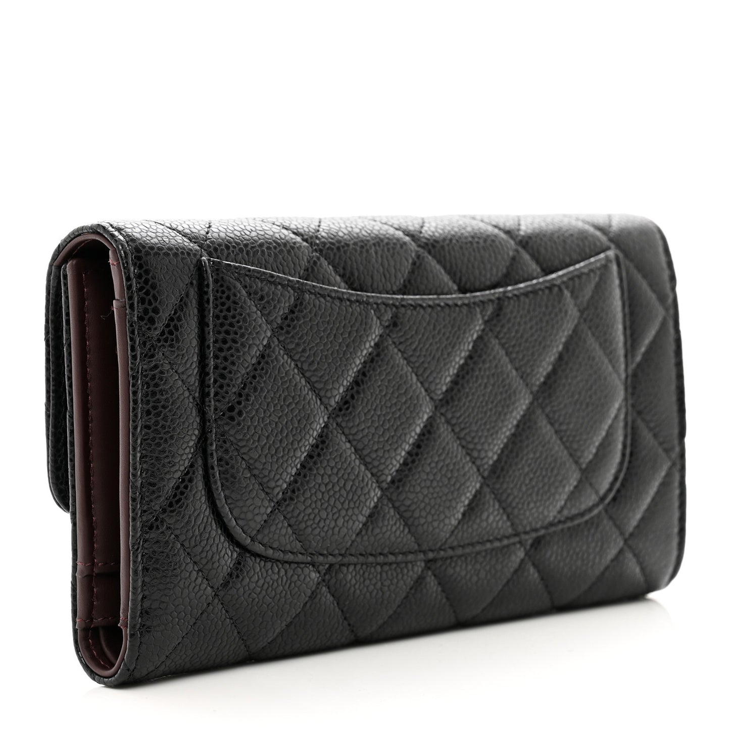 Caviar Quilted Large Flap Wallet Black