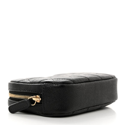 Chanel Caviar Quilted Curvy Pouch Cosmetic Case Black 4 of 8