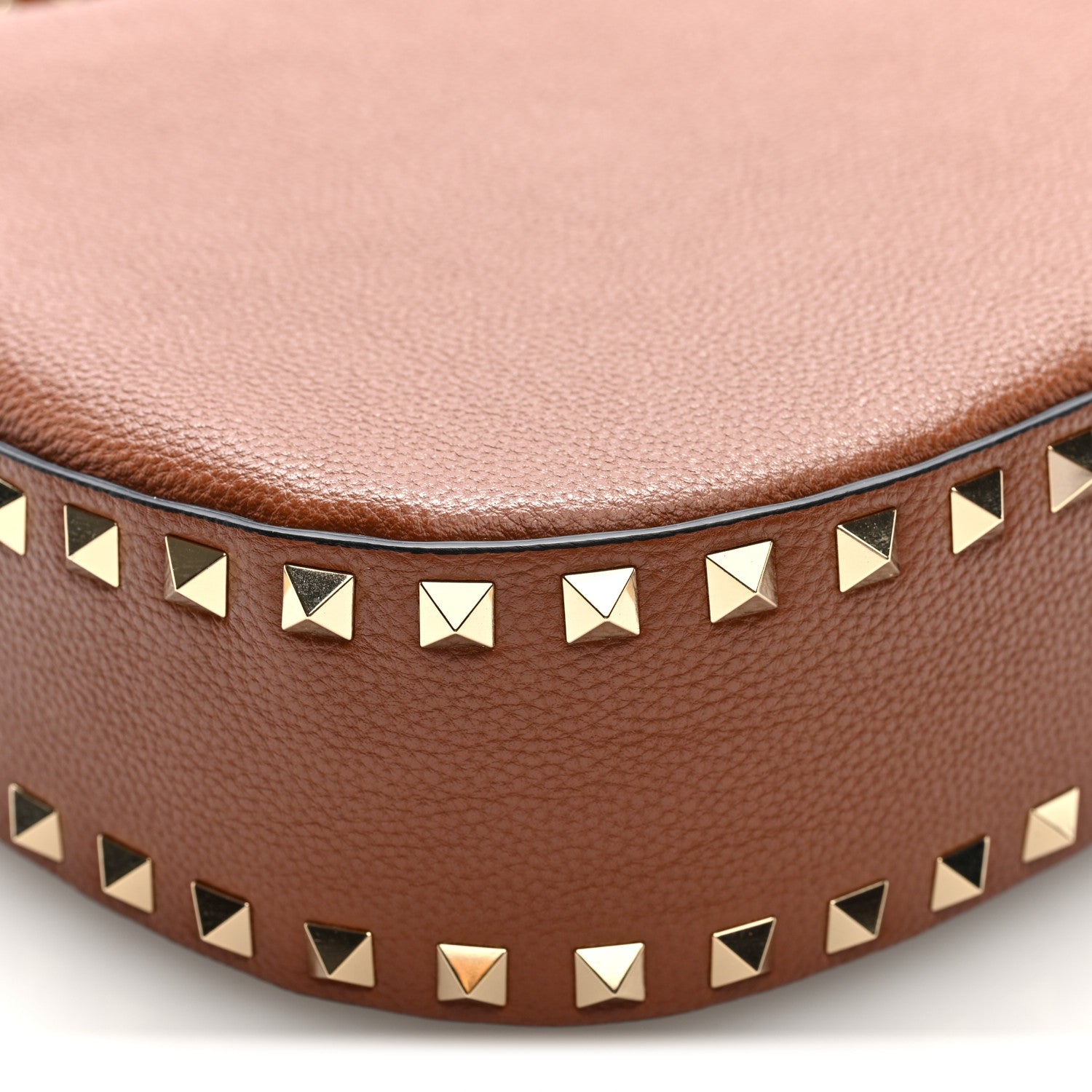 Valentino Garavani Grained Calfskin Rockstud Hobo Bag Tan 14 of 17