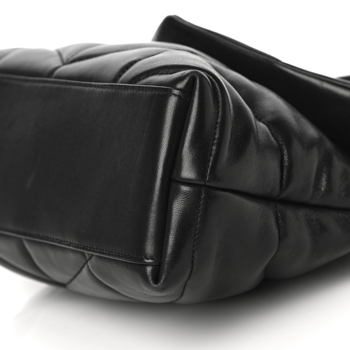 Lambskin Quilted Small Loulou Puffer Monogram Chain Satchel Black