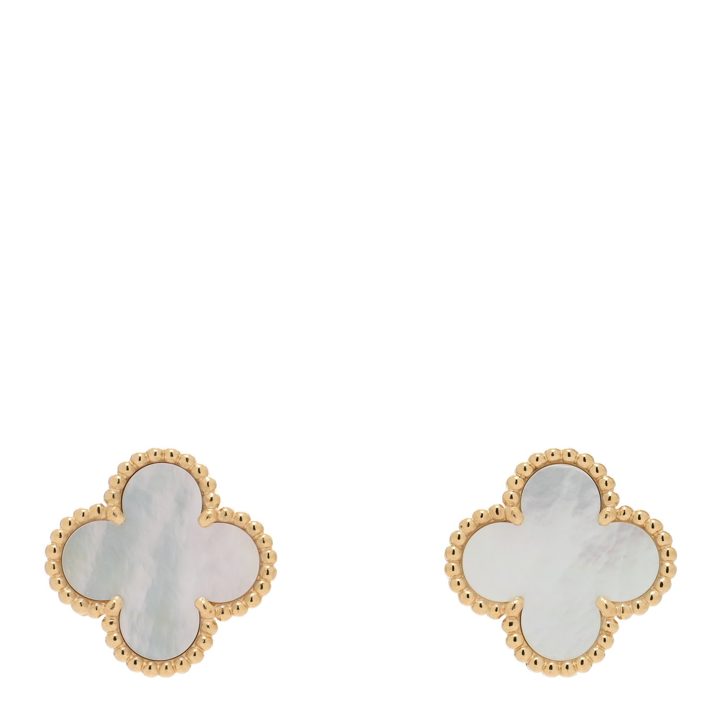 18K Yellow Gold Mother of Pearl Vintage Alhambra Clip-On Earrings