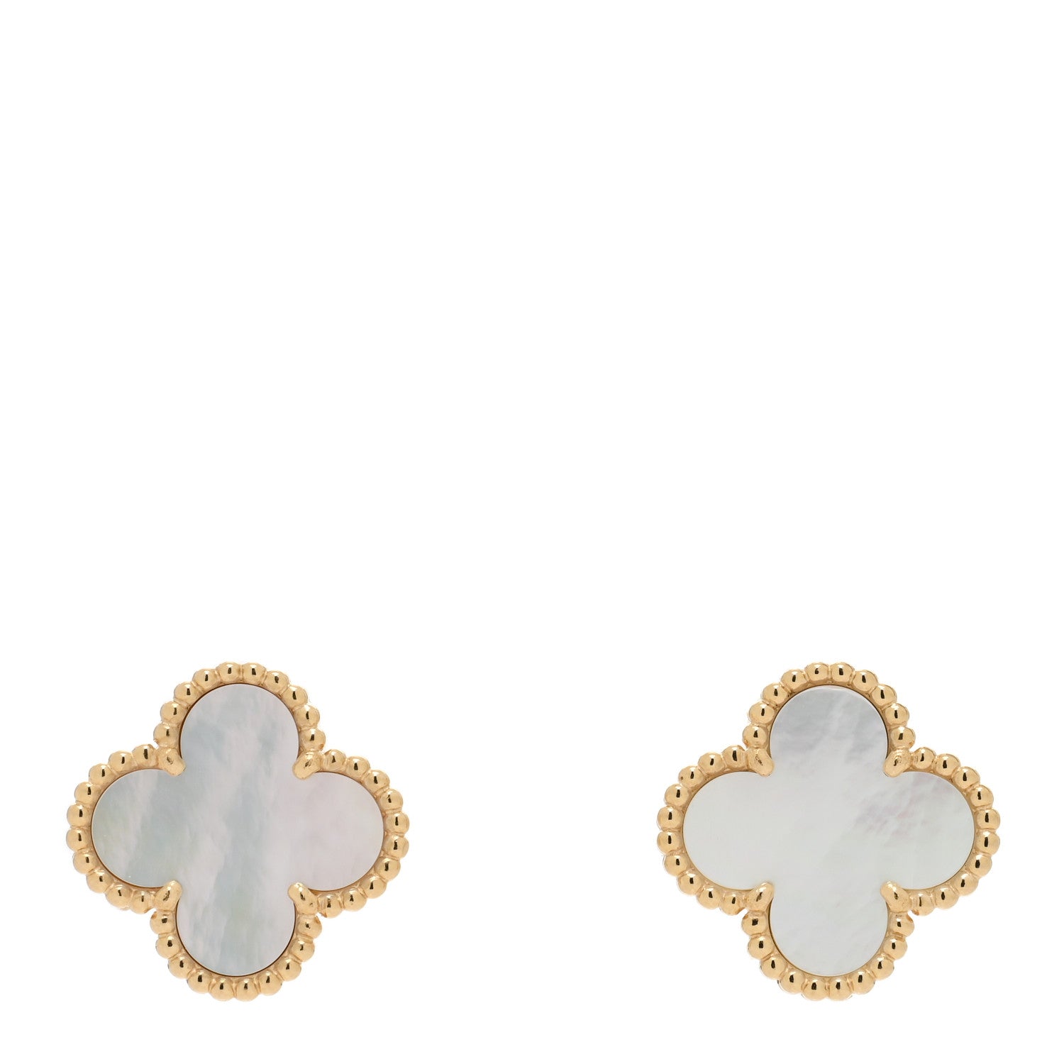 Van Cleef & Arpels 18K Yellow Gold Mother of Pearl Vintage Alhambra Clip-On Earrings 1 of 4