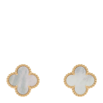 Van Cleef & Arpels 18K Yellow Gold Mother of Pearl Vintage Alhambra Clip-On Earrings 1 of 4