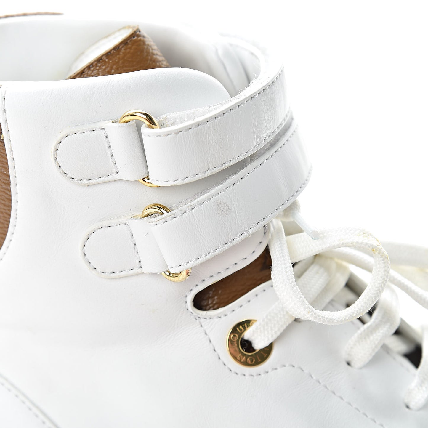 Calfskin Reverse Monogram Boombox High Top Sneakers 38.5 White
