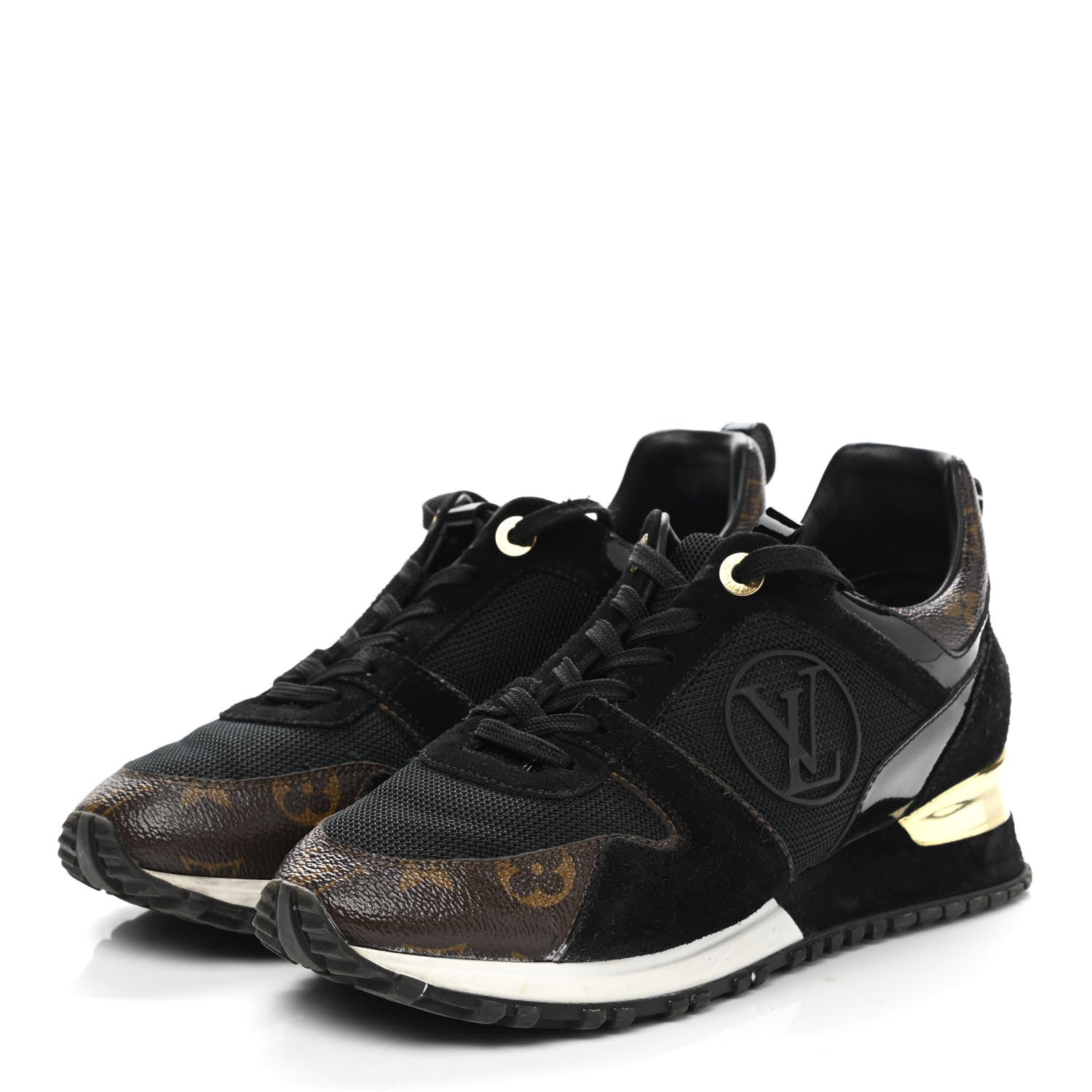 Louis Vuitton Suede Monogram Run Away Sneakers 38 Black 3 of 10