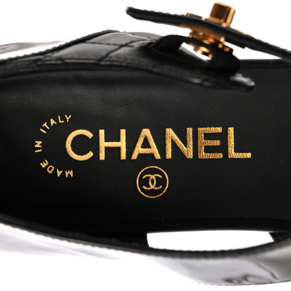 Chanel Patent Lambskin Quilted Cap Toe Ballerina Flats 39 Black 7 of 11