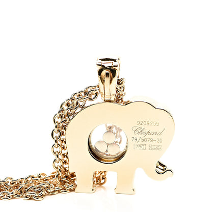 Chopard 18K Yellow Gold Sapphire Happy Diamonds Elephant Pendant Necklace 5 of 5