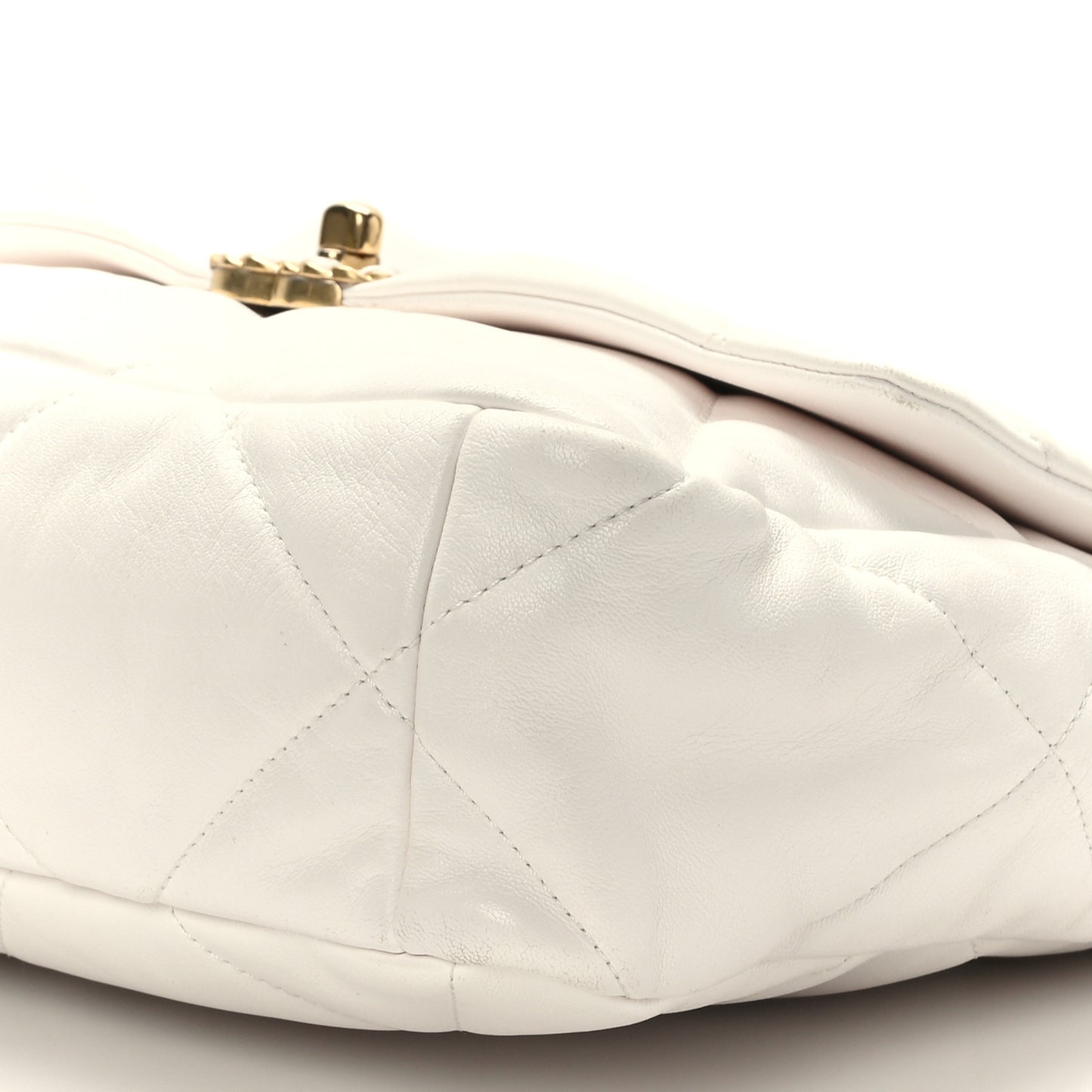Goatskin Quilted Large Chanel 19 Flap White