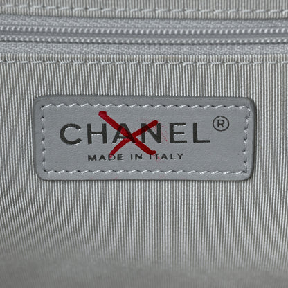 Chanel Metallic Calfskin Quilted Medium Airlines Round Trip Bowling Bag Silver 6 of 9