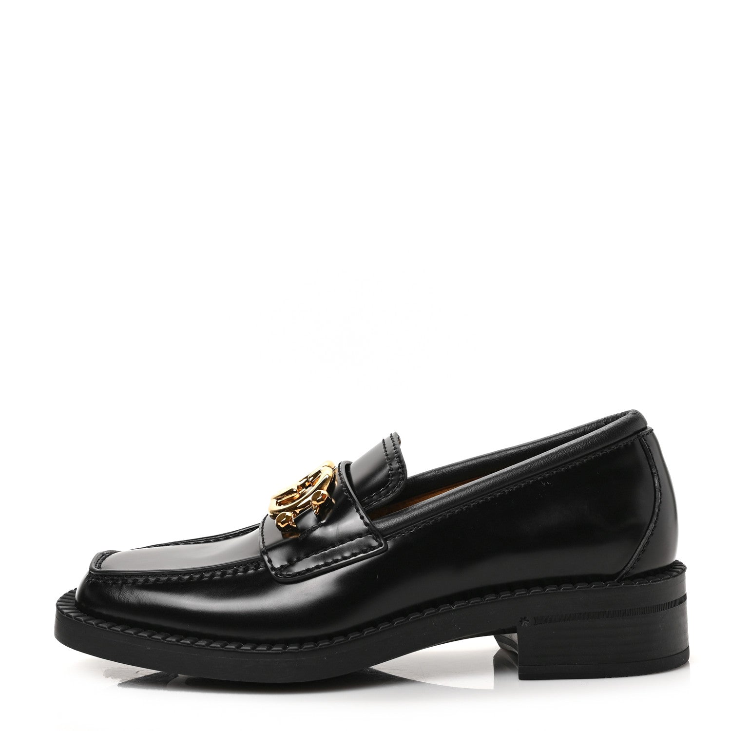 Gucci Calfskin Interlocking G Loafers 36.5 Black 1 of 8