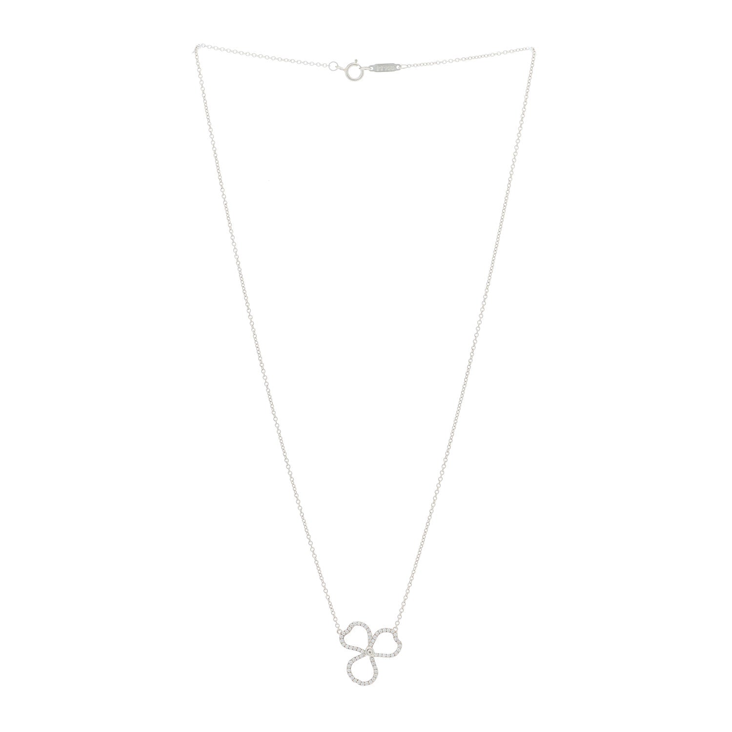 Tiffany Platinum Diamond Small Paper Flowers Pendant Necklace 2 of 5