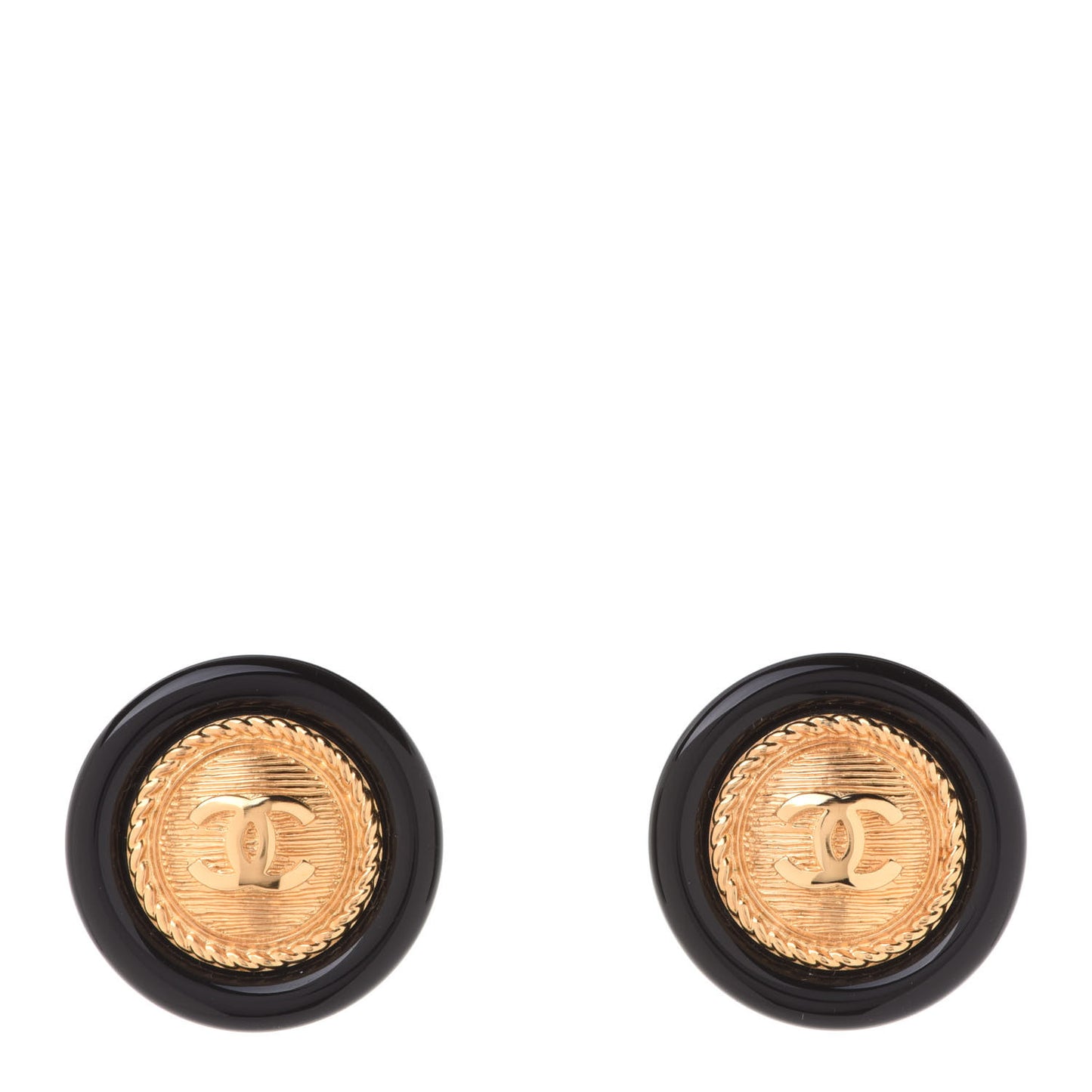 Round Earrings Gold Black