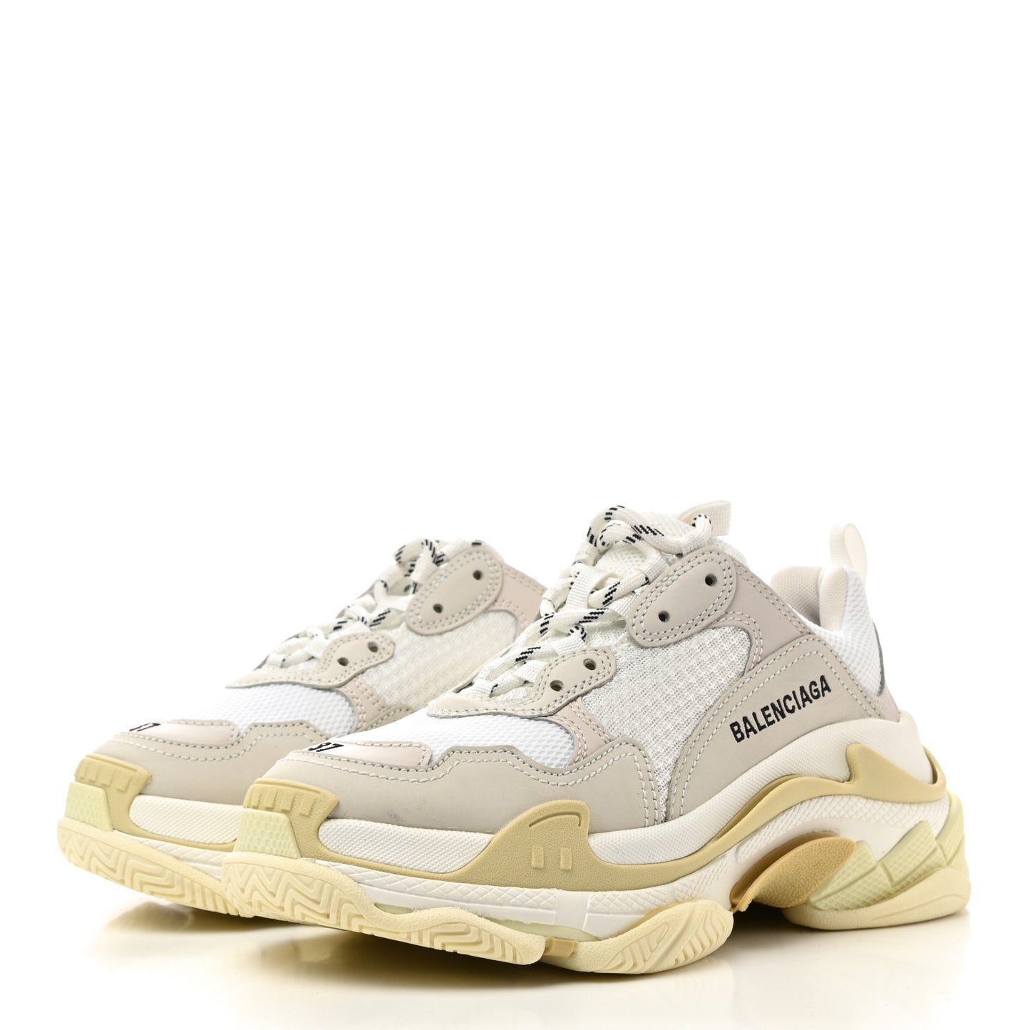 Fabric Mesh Womens Triple S Sneakers 37 White