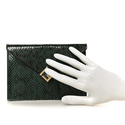 Fendi Snakeskin F is Fendi Medium Flat Envelope Pouch Ramarro 2 of 9