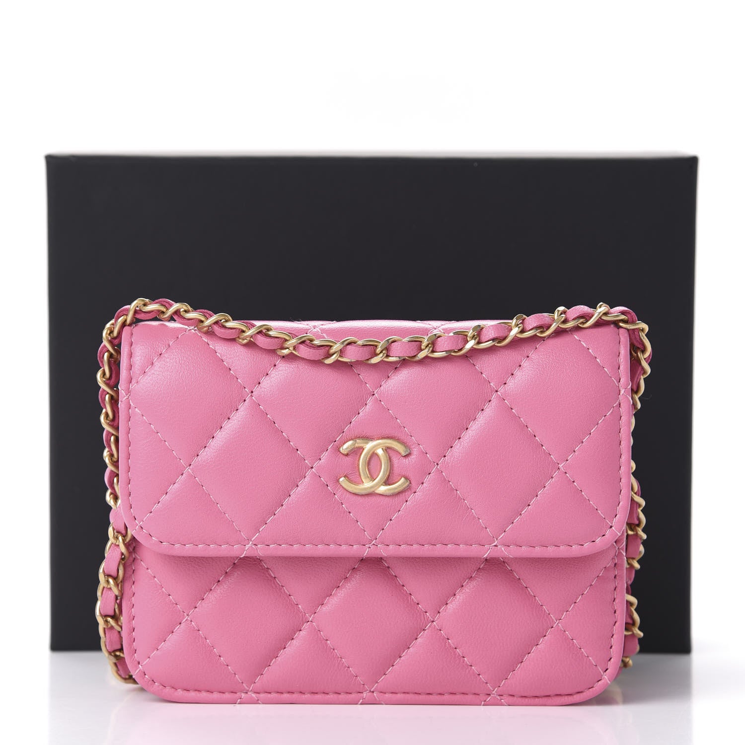 Chanel Lambskin Quilted Pearl Crush Clutch With Chain Pink 14 of 14
