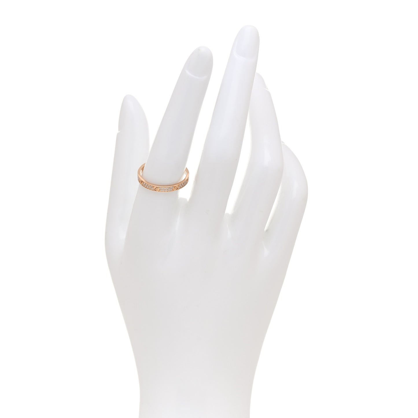 18K Pink Gold Diamond 2.6mm LOVE Paved Band Ring 56 7.75