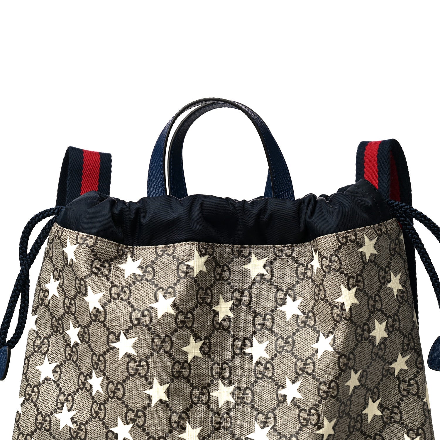 Gucci Soft GG Supreme Monogram Stars Childrens Drawstring Backpack Beige Ebony Yellow Royal 9 of 12