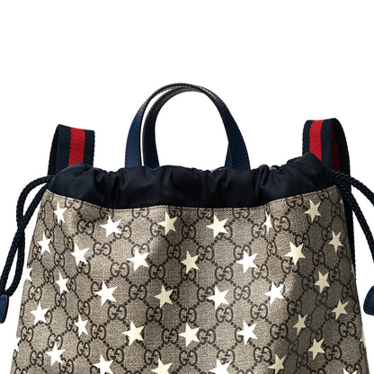 Gucci Soft GG Supreme Monogram Stars Childrens Drawstring Backpack Beige Ebony Yellow Royal 9 of 12