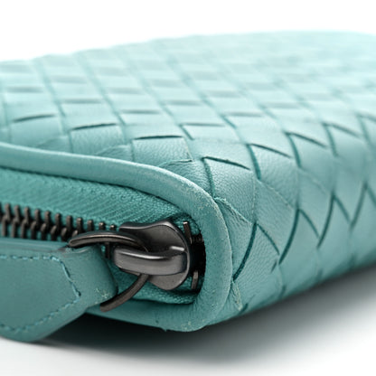 Bottega Veneta Nappa Intrecciato Zip Around Wallet Aqua 10 of 10