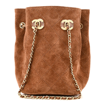 Chanel Suede Quilted Bucket Bag With Chain Camel 1 of 11
