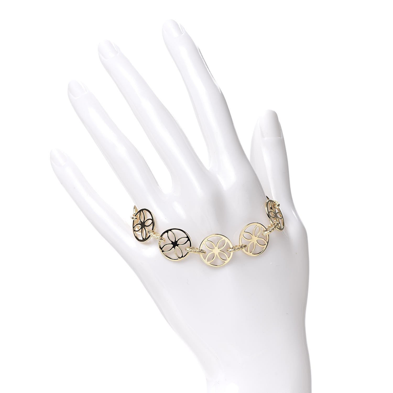John Hardy 18K Yellow Gold Circular Floral Link Bracelet 2 of 4