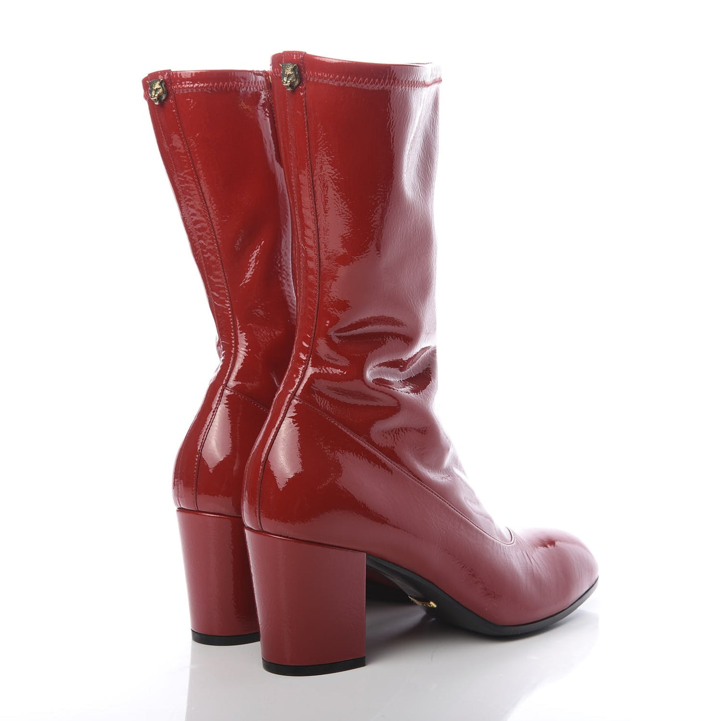 Naplack Patent Printyl Zip Boots 40.5 Hibiscus Red
