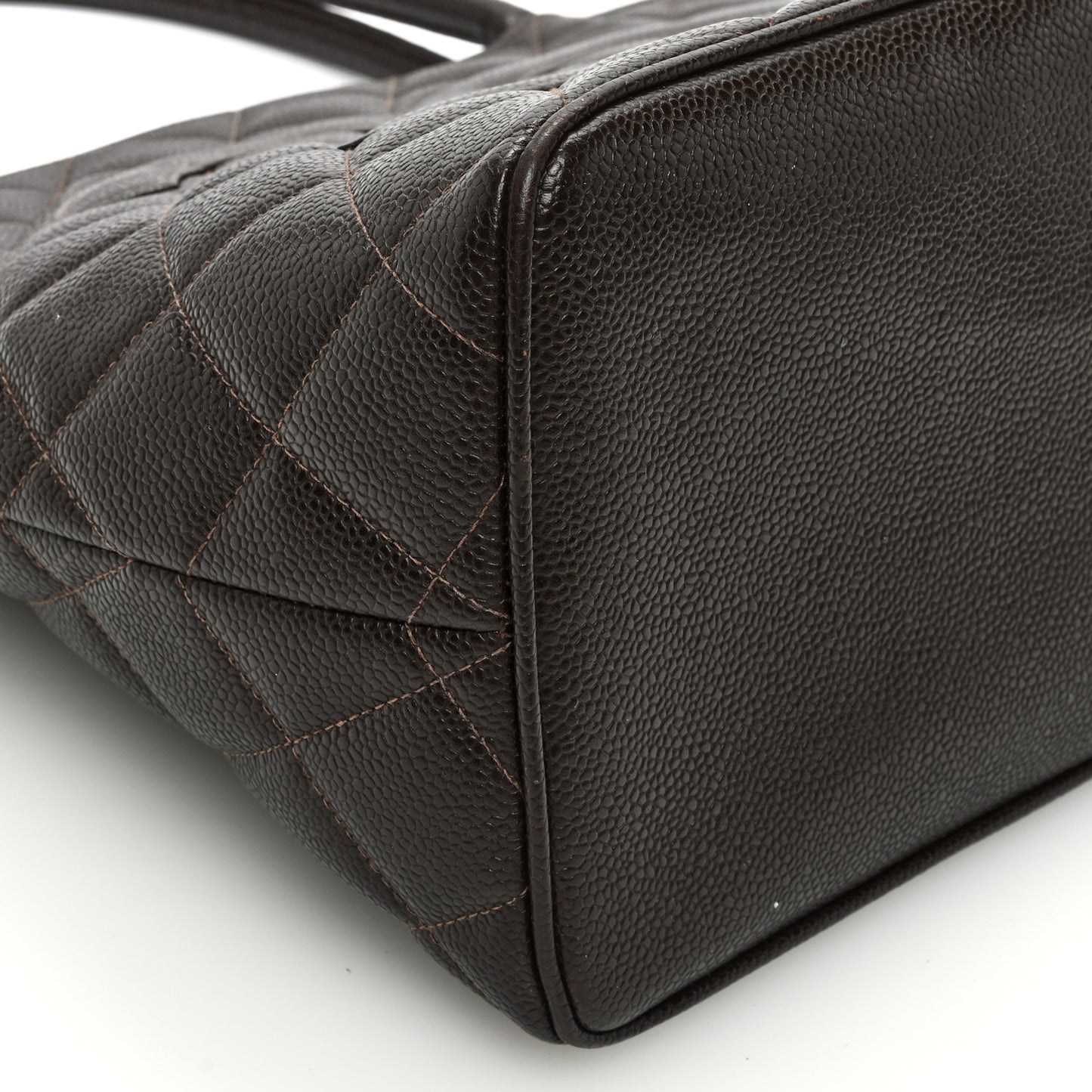 Caviar Quilted Medallion Tote Dark Brown
