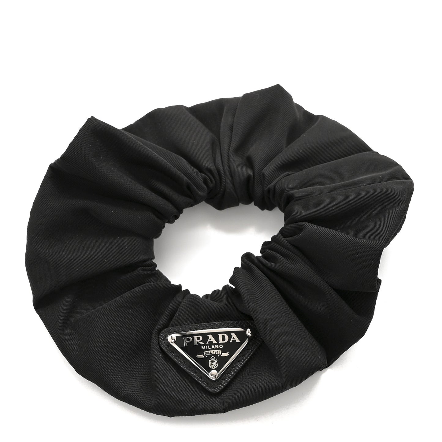 Re-Nylon Metal Logo Scrunchie Black