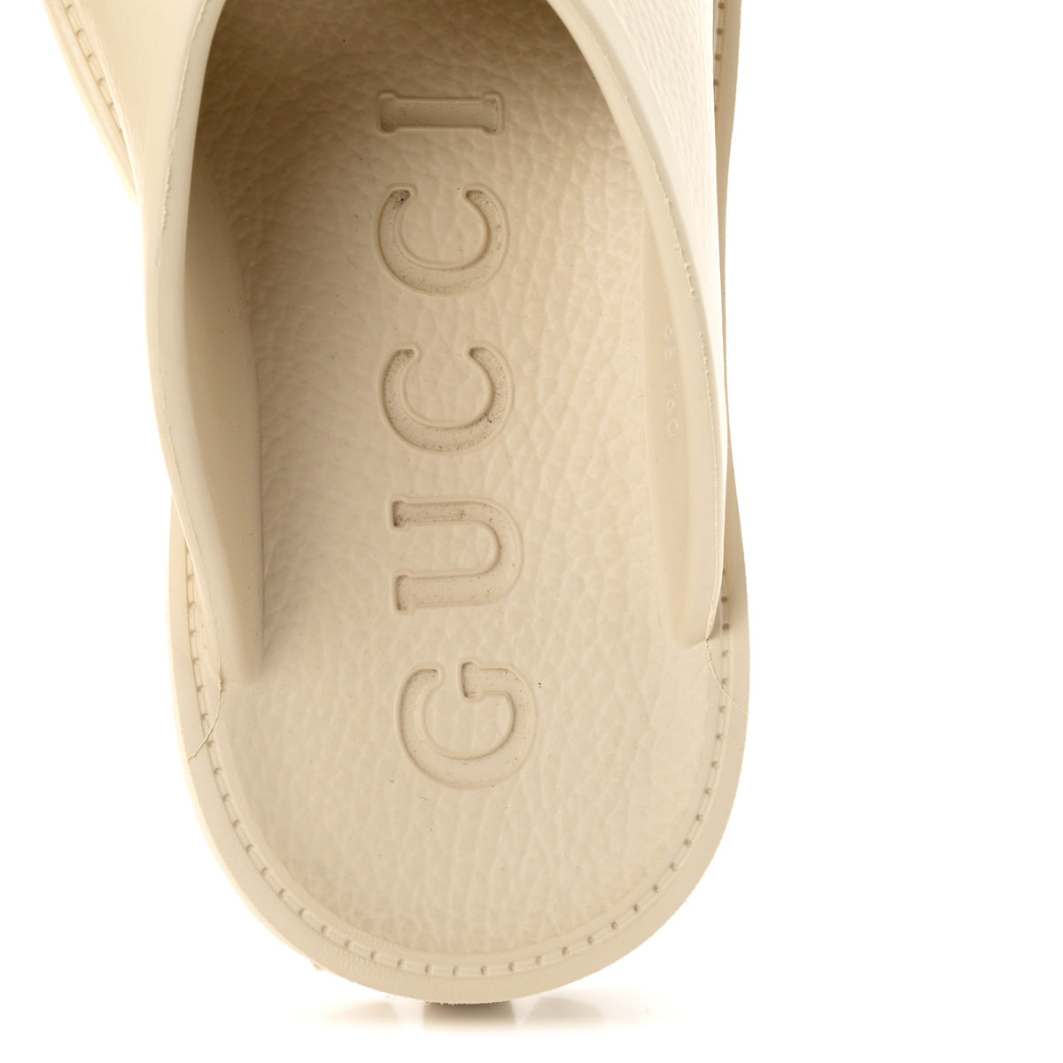 Rubber Monogram GG Go Through Platform Slide Clogs 38 Mystic White